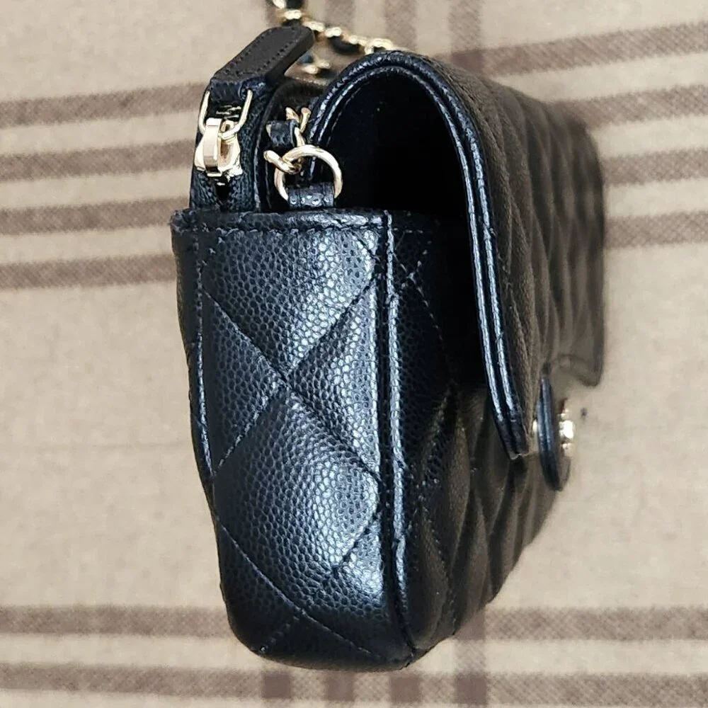 Chanel Black Wallet on Chain Leather Crossbody Bag, Authentic